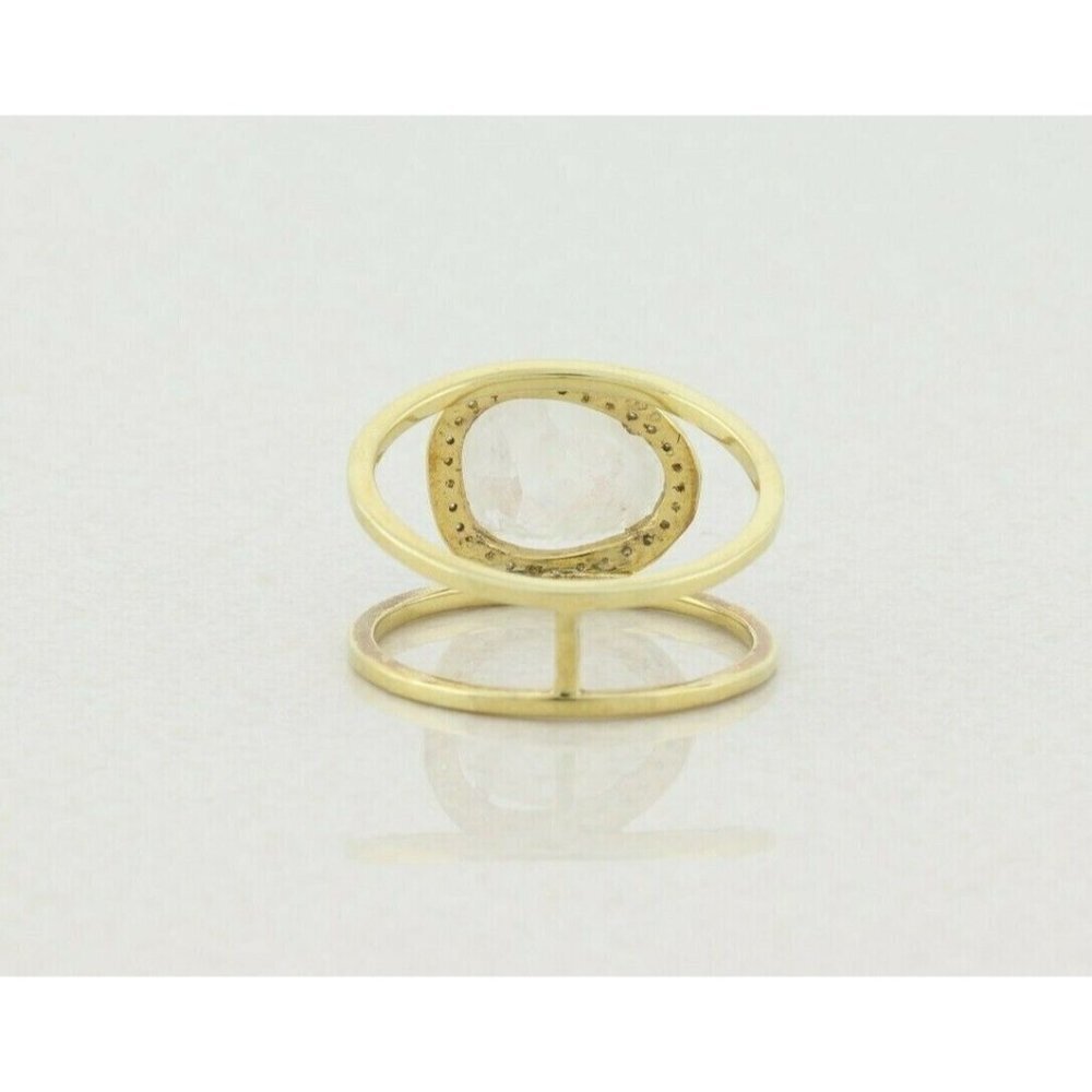 Gold over Sterling Silver Moonstone & Diamond Halo Ring Size 10 - Picture 9 of 9